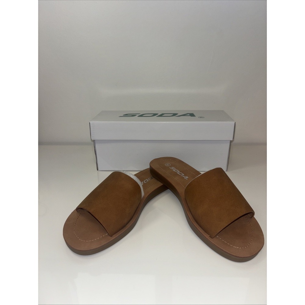 Brown Beige Slide Sandals sz 6 spring summer boho folk indie quiet luxury NWT